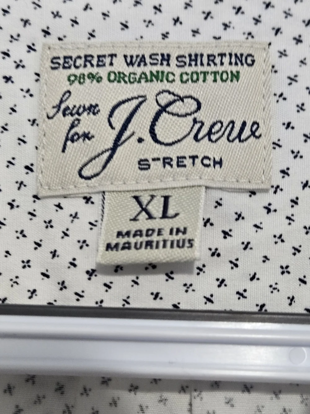 J.Crew Secret Wash Shirt XL Slim Untucked Organic‎ Cotton Button Down Print